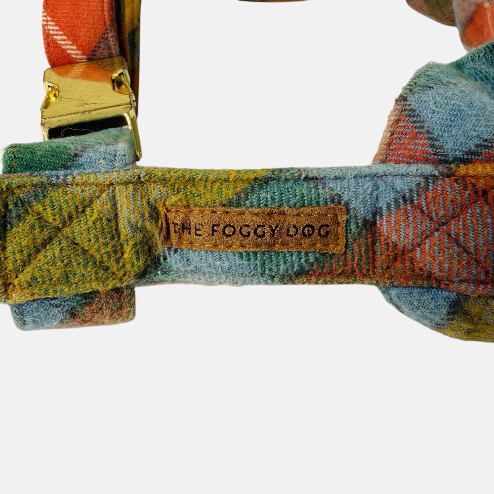 The Foggy Dog Walking Harness Medium Plaid Gold Metal Heavy Duty Front Rear Clip - Picture 6 of 7